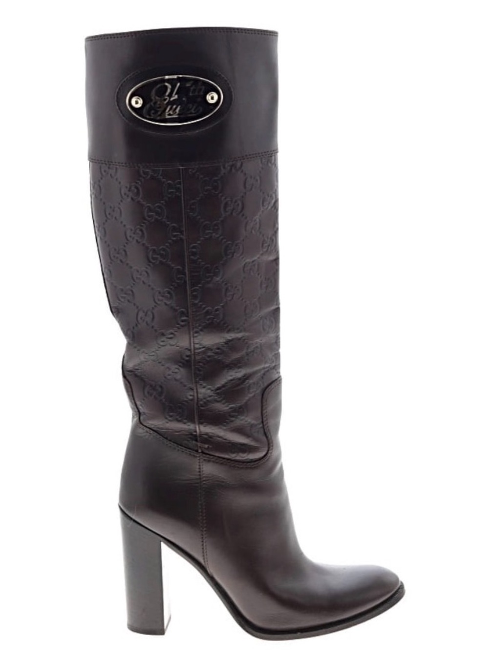 Gucci 85th Anniversary Edition Brown Embossed Leather Boots Sz.6